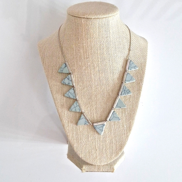 Silver and Stone Triangle Necklace - Picture 1 of 3